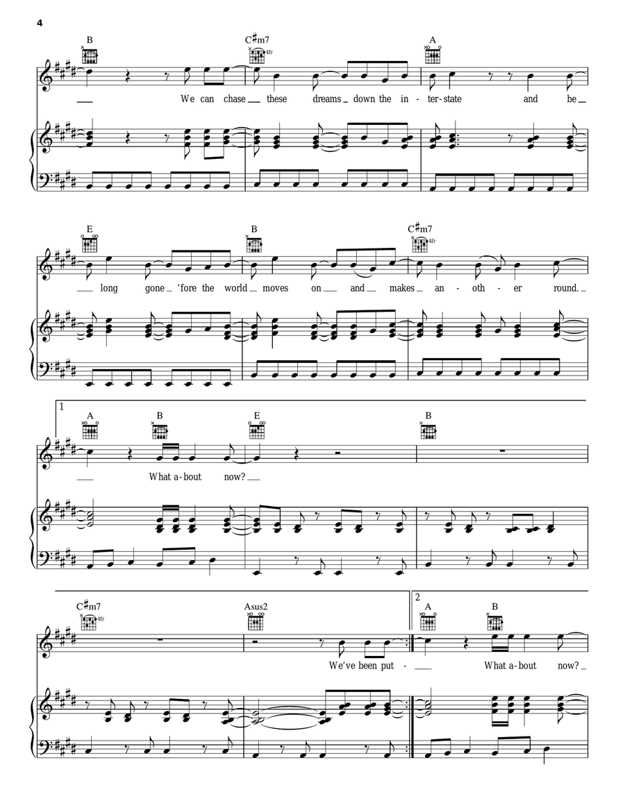 What About Now What About Now Piano, Vocal, Guitar scores gallery preview page 4