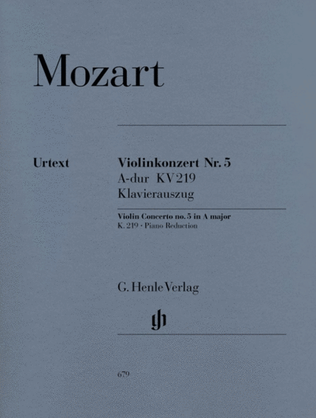 Book cover for Mozart - Concerto No 5 A K 219 Violin/Piano Urtext
