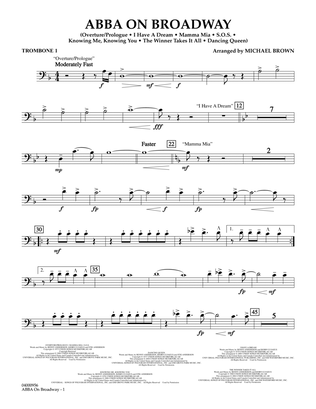 Book cover for ABBA on Broadway (arr. Michael Brown) - Trombone 1