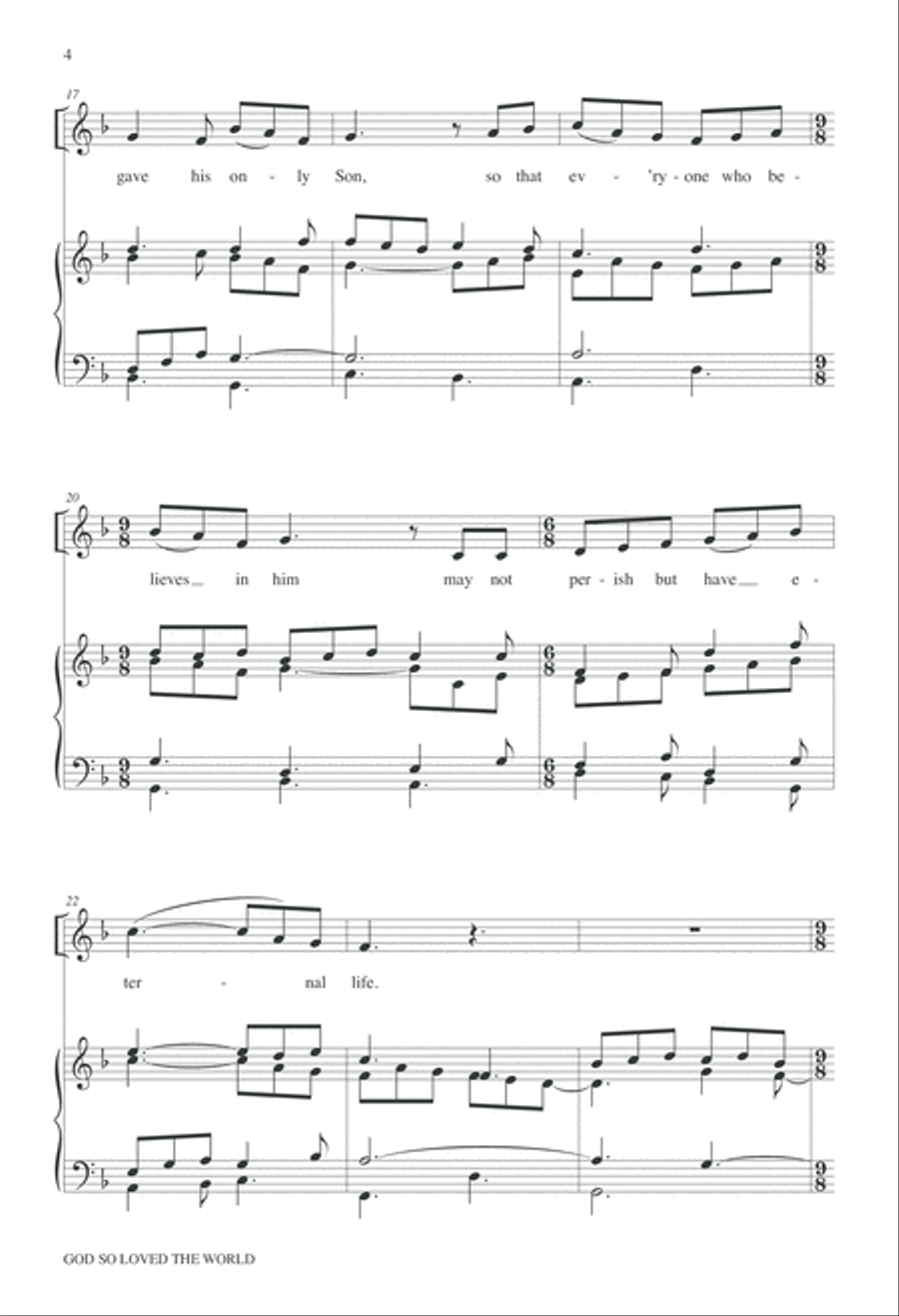God so Loved the World Unison Choir scores gallery preview page 4