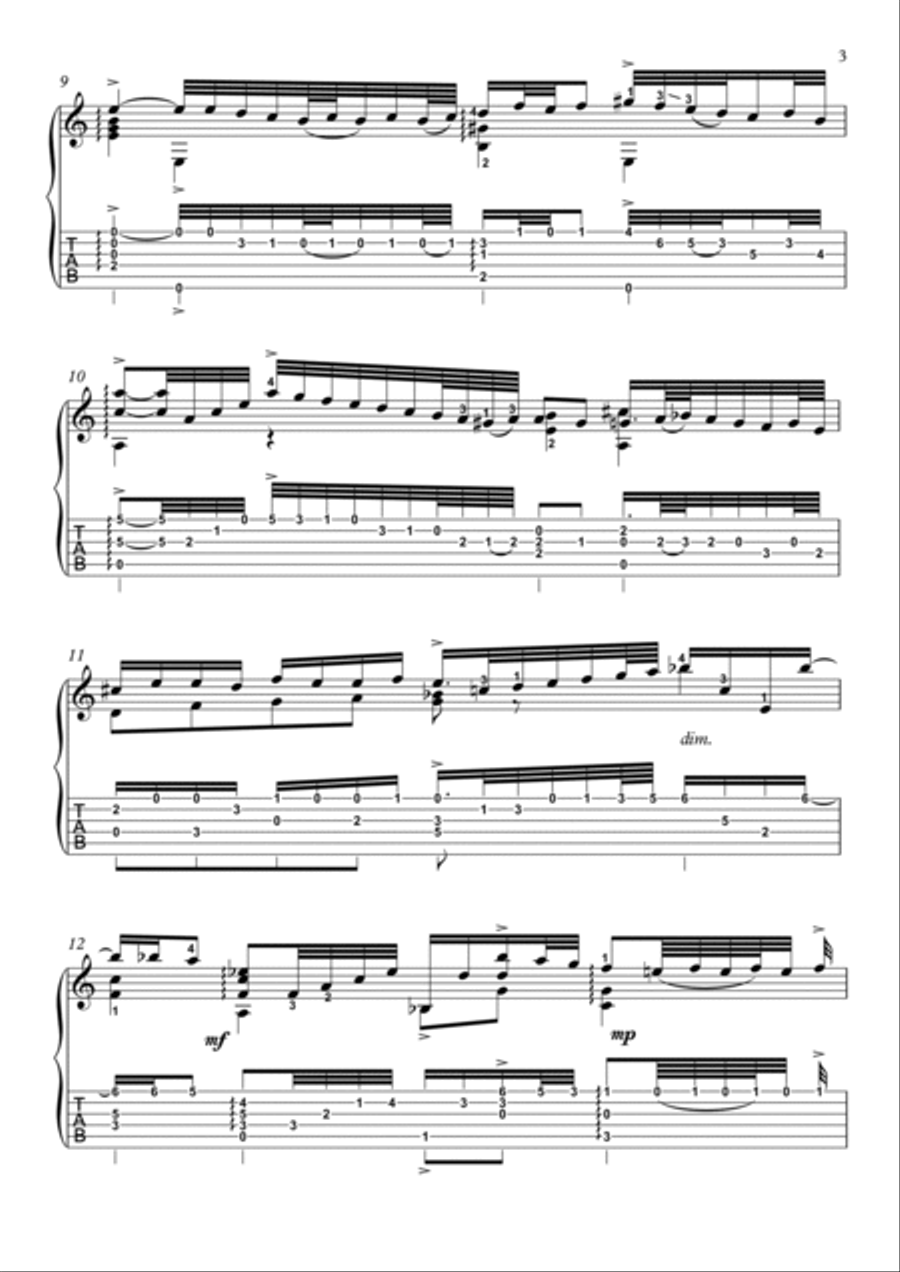 Bach BWV 1001 Adagio guitar solo Acoustic Guitar scores gallery preview page 3