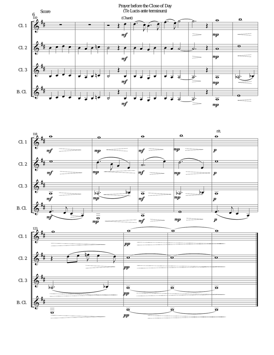 Prayer before the Close of day - based on the chant 