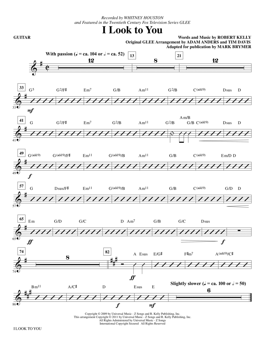 I Look To You - Guitar Choir scores gallery preview page 1