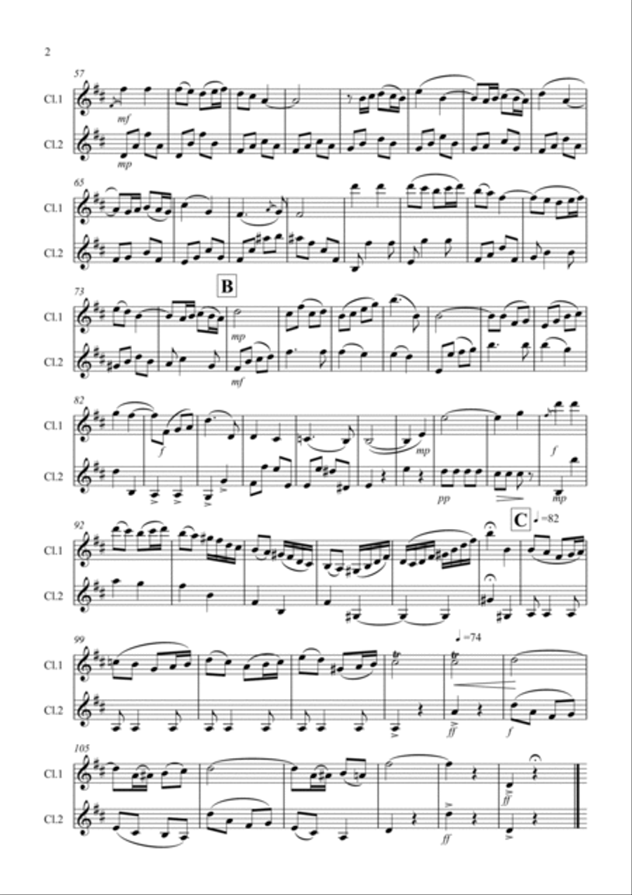 Chanson De Matin for Clarinet Duet Clarinet Duet scores gallery preview page 2