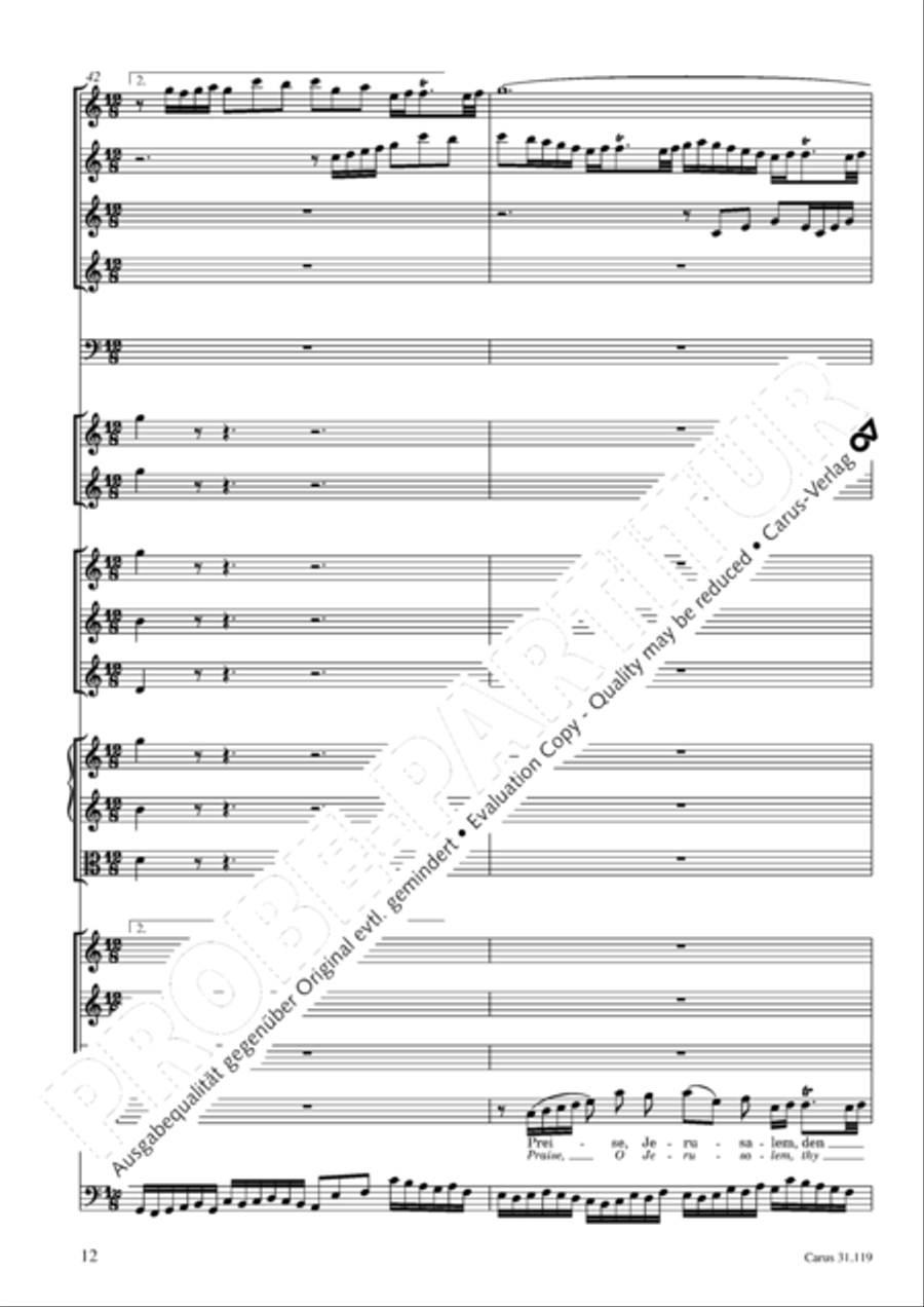 Praise the Lord, O Jerusalem (Preise, Jerusalem, den Herrn) 4-Part scores gallery preview page 13