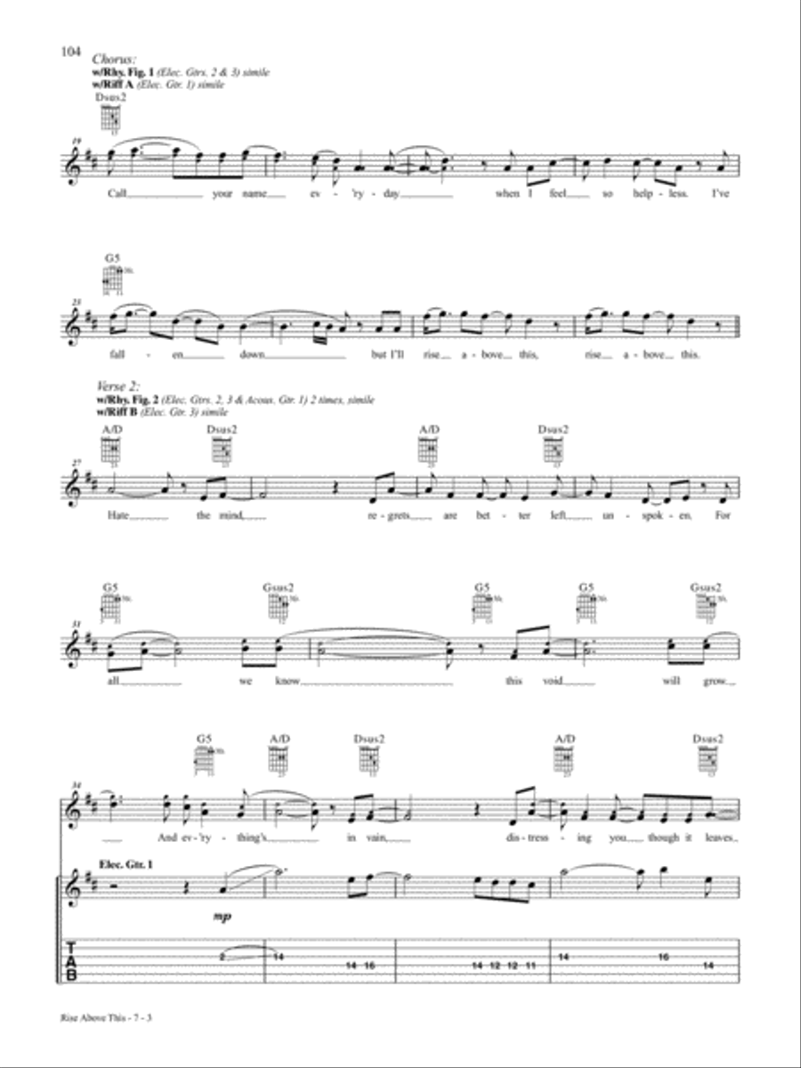 Rise Above This Guitar Tablature scores gallery preview page 3