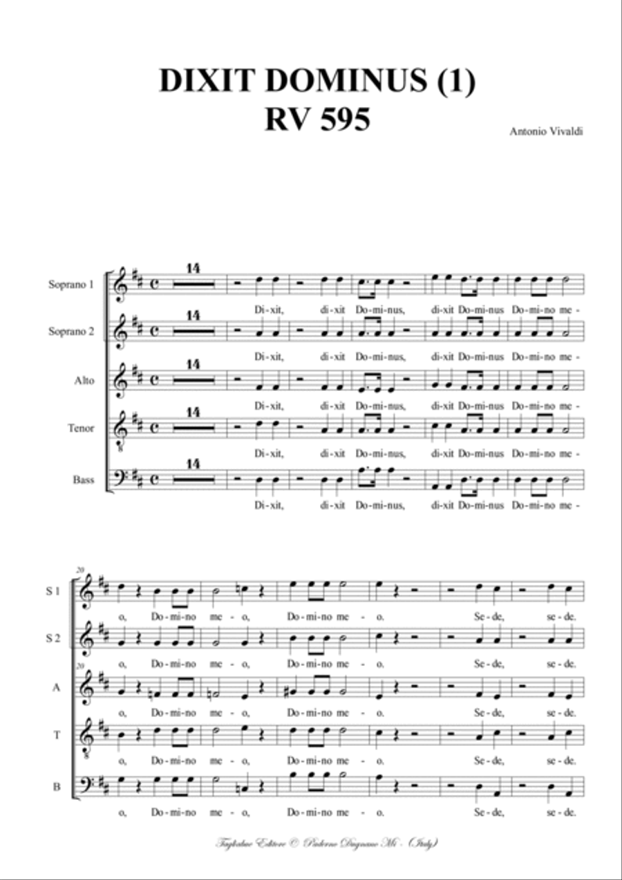 DIXIT DOMINUS (1) - by A. Vivaldi - For SSATB Choir Divisi scores gallery preview page 2