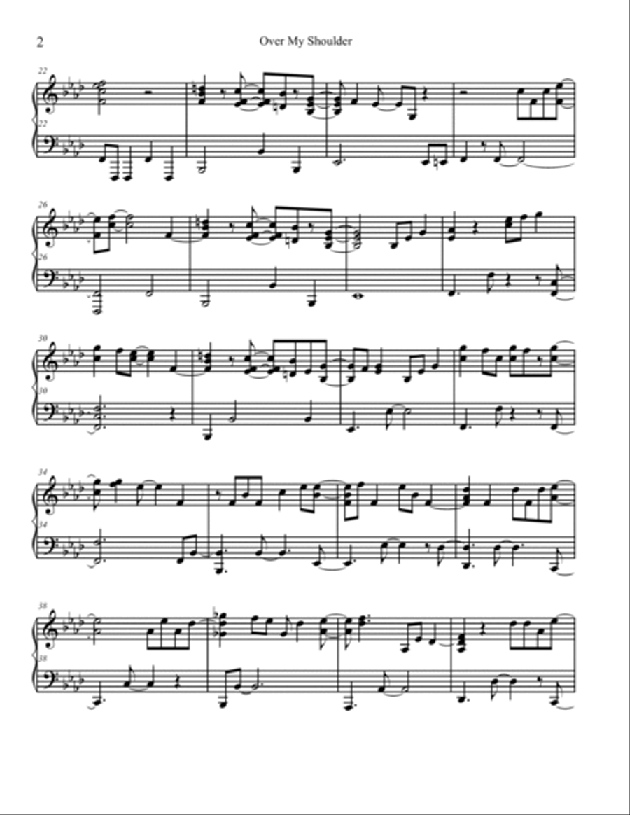 Over My Shoulder Piano Solo scores gallery preview page 2