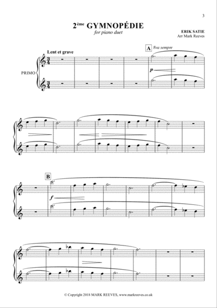 Erik Satie - Gymnopedie No 2 for Piano Duet Piano Duet scores gallery preview page 3