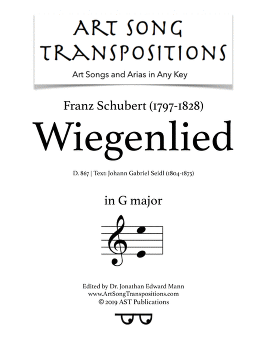 SCHUBERT: Wiegenlied, D. 867 (transposed to G major)