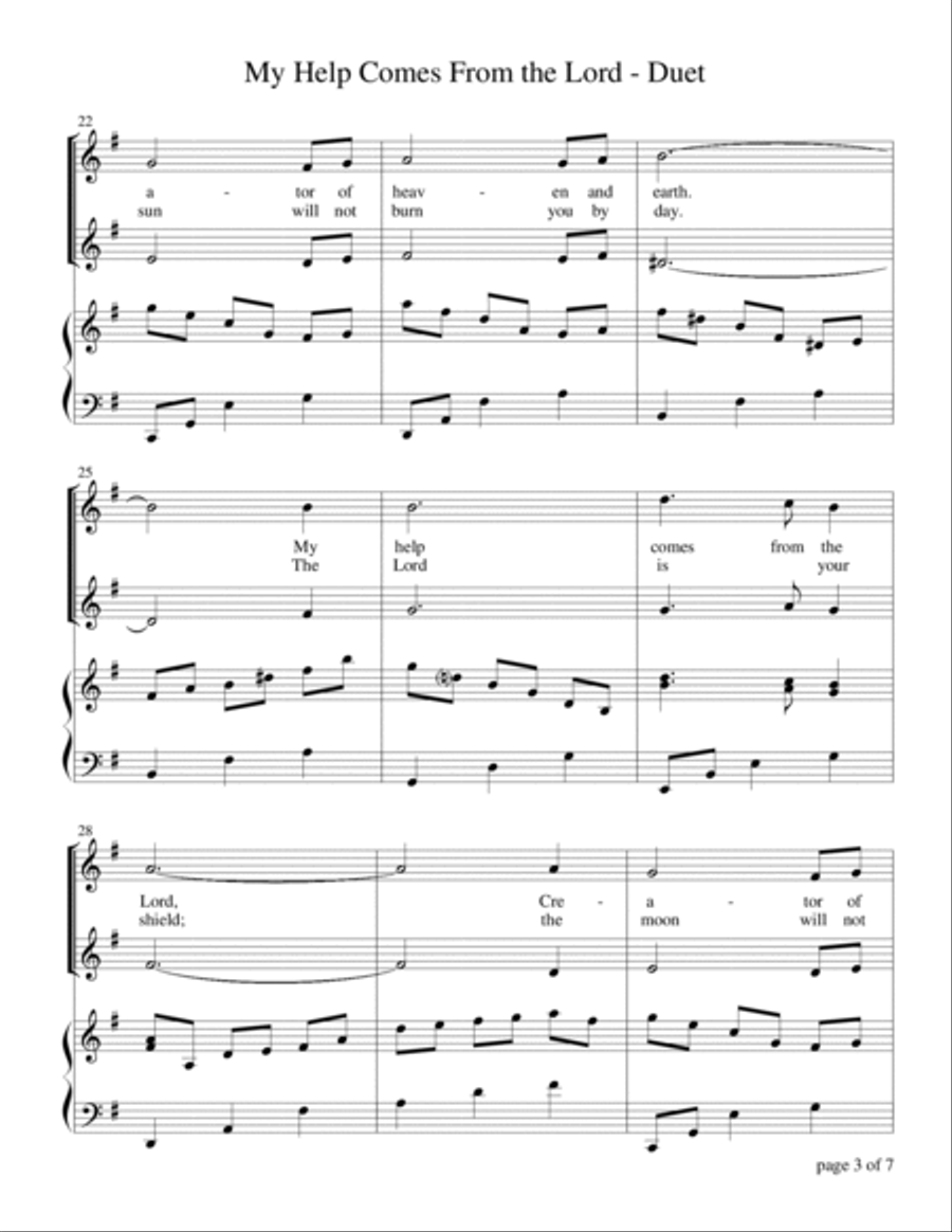 My Help Comes From the Lord ~ Psalm 121 (for SA Duet with Piano Accompaniment) SA scores gallery preview page 5