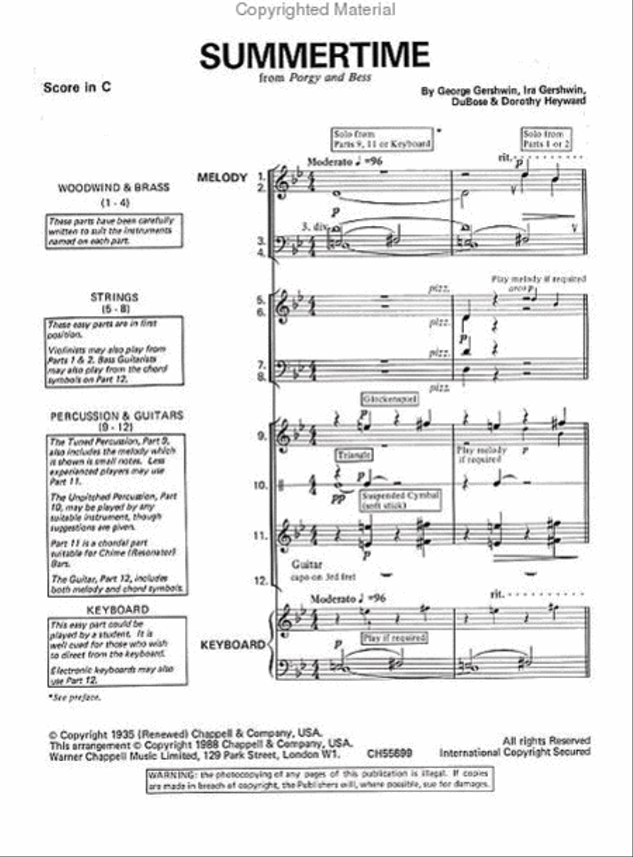George Gershwin: Kaleidoscope - Summertime School and Community scores gallery preview page 2