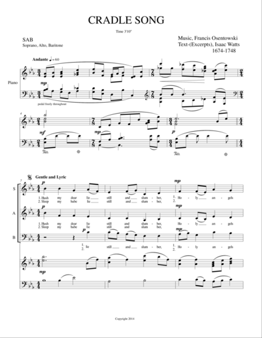 CRADLE SONG SAB 3-Part scores gallery preview page 1