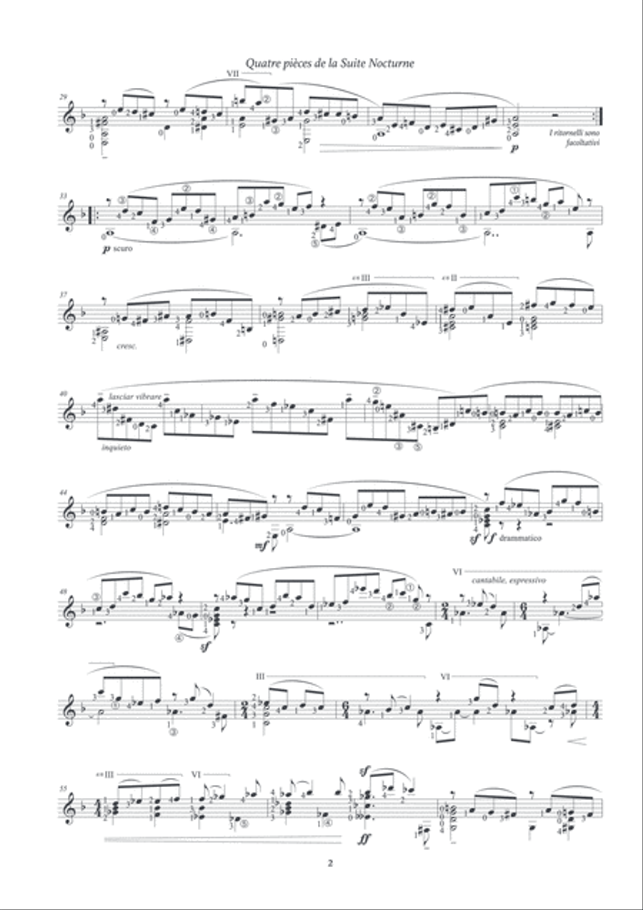 Quatre pièces de la Suite Nocturne Classical Guitar scores gallery preview page 4