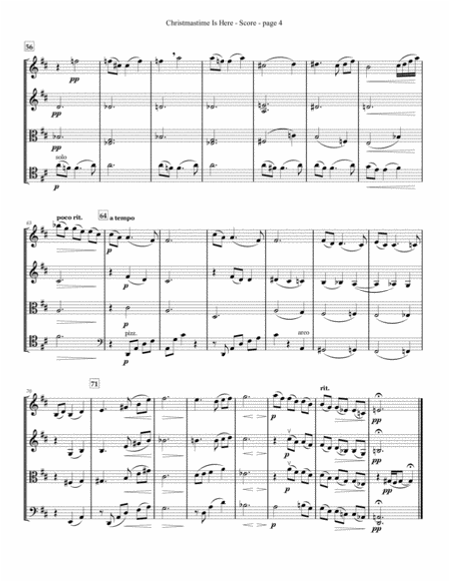 Christmas Time Is Here String Quartet scores gallery preview page 4