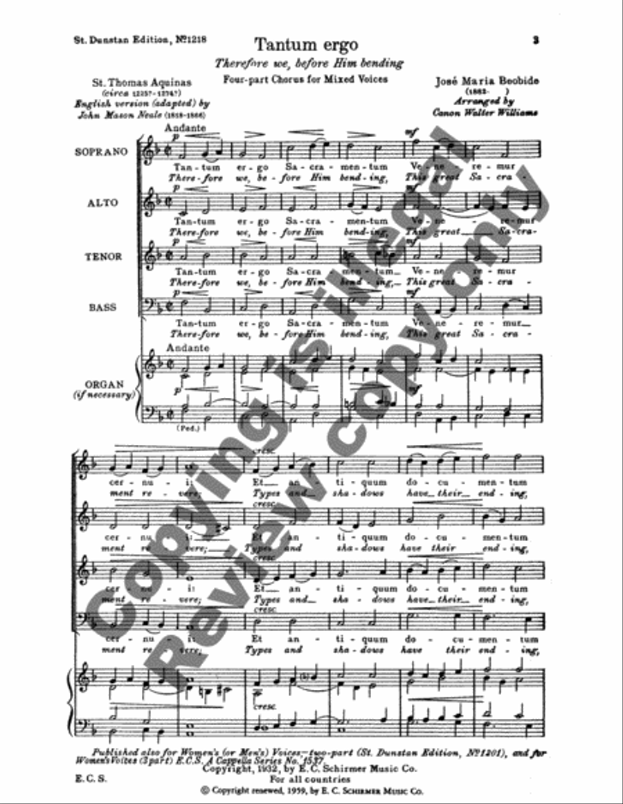 Tantum ergo (Therefore We, Before Him Bending) 4-Part scores gallery preview page 3