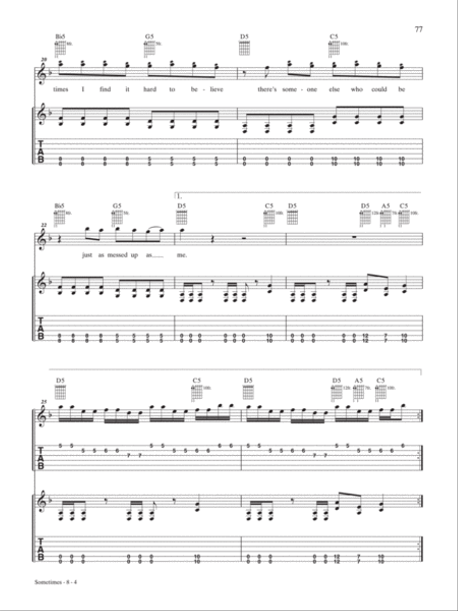 Sometimes Guitar Tablature scores gallery preview page 4
