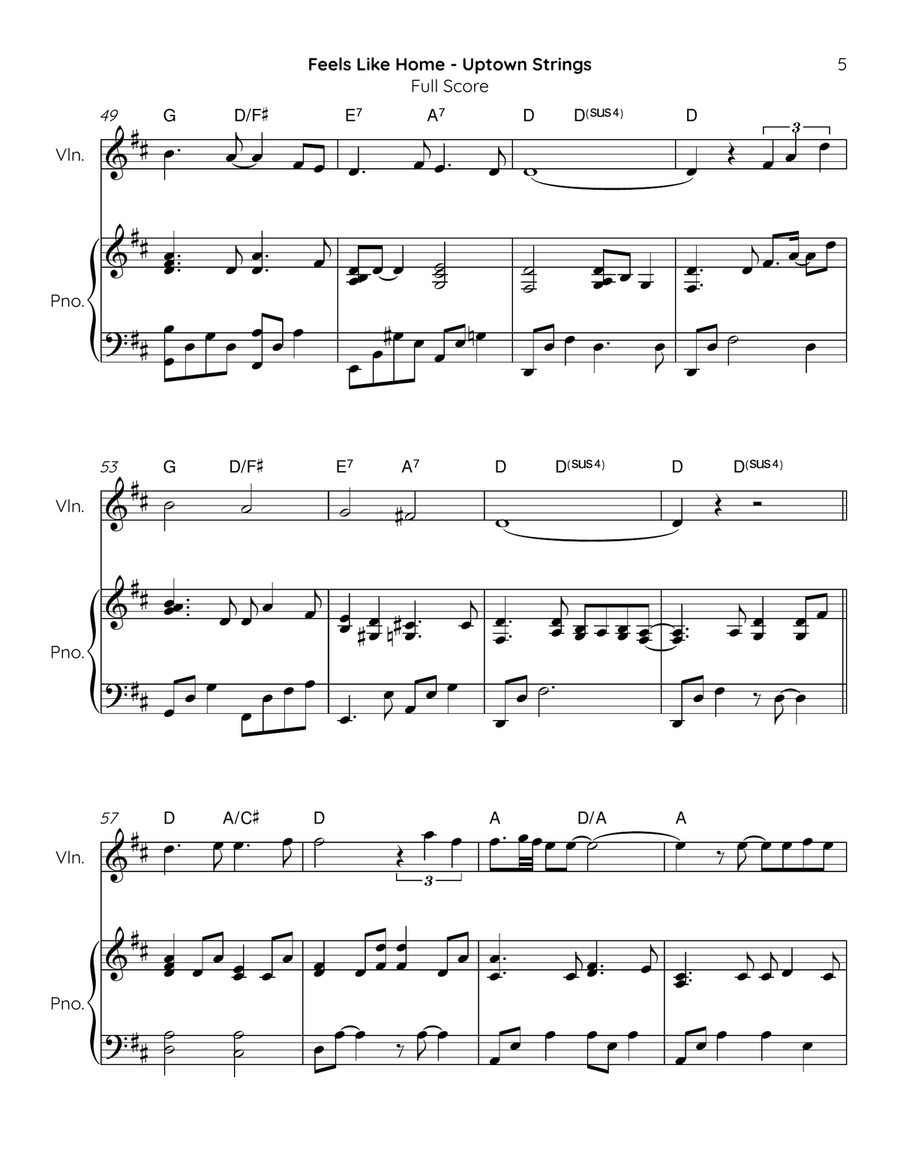 Feels Like Home Violin Solo scores gallery preview page 5