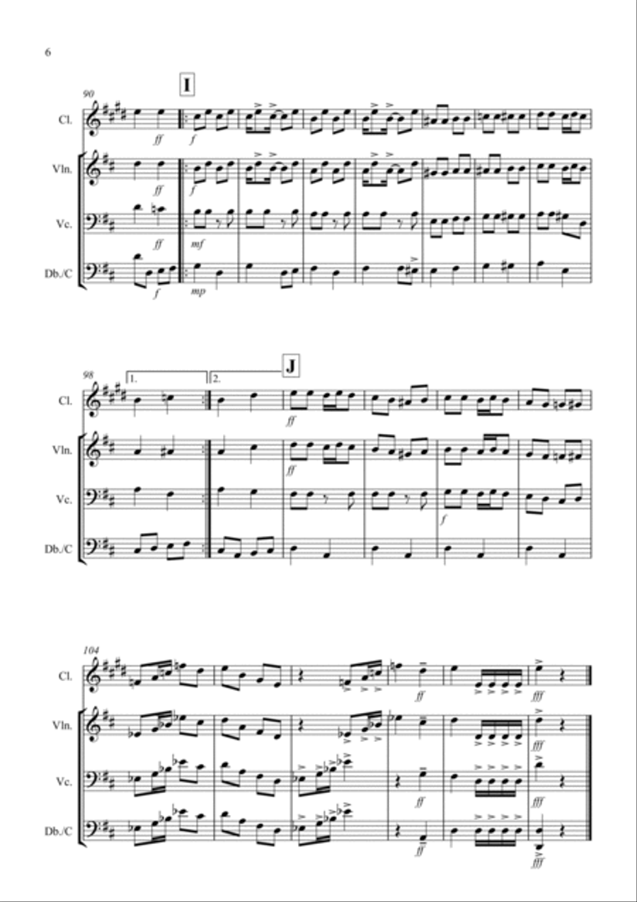 3 Halloween Pieces for Clarinet or Violin, Cello and Double Bass Trio Clarinet scores gallery preview page 6