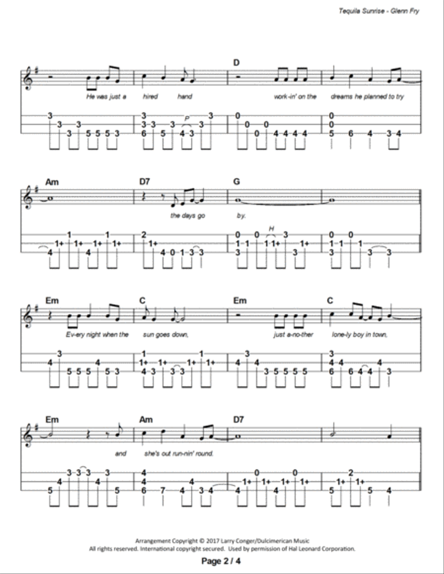 Tequila Sunrise Dulcimer scores gallery preview page 3