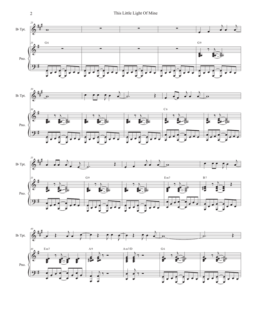 This Little Light Of Mine (Bb-Trumpet solo and Piano) Trumpet Solo scores gallery preview page 2