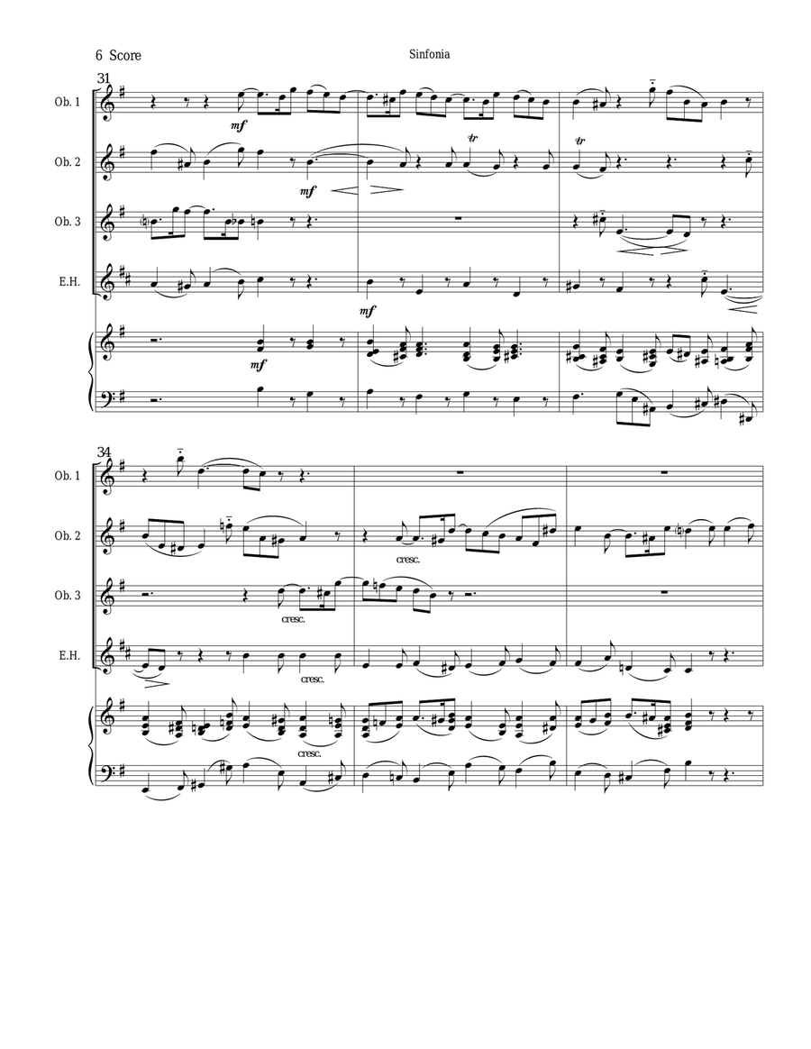 Sinfonia from Bach's Christmas Oratorio for oboe quartet Woodwind Quartet scores gallery preview page 6