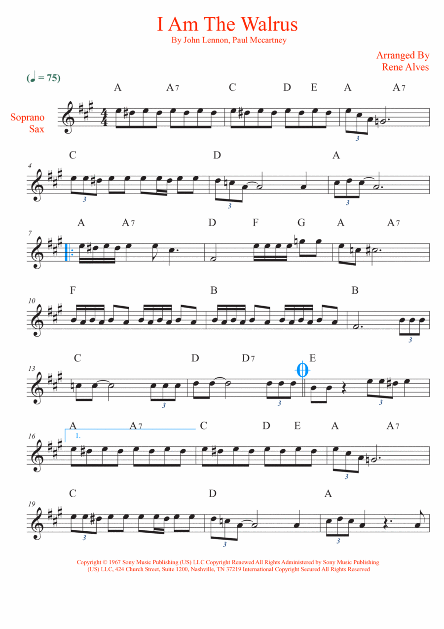 I Am The Walrus I Am The Walrus Soprano Saxophone scores gallery preview page 1