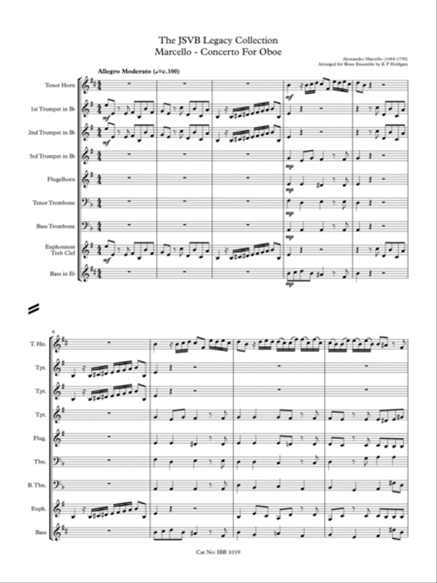Concerto for Oboe (Solo for Horn in Eb/F) Brass Ensemble scores gallery preview page 2