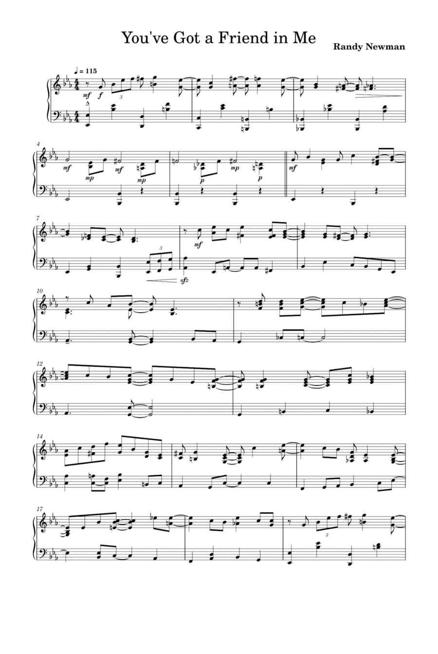 You've Got A Friend In Me Piano Solo scores gallery preview page 1