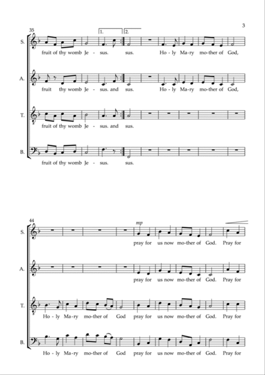 Hail Mary Hail Mary 4-Part scores gallery preview page 3