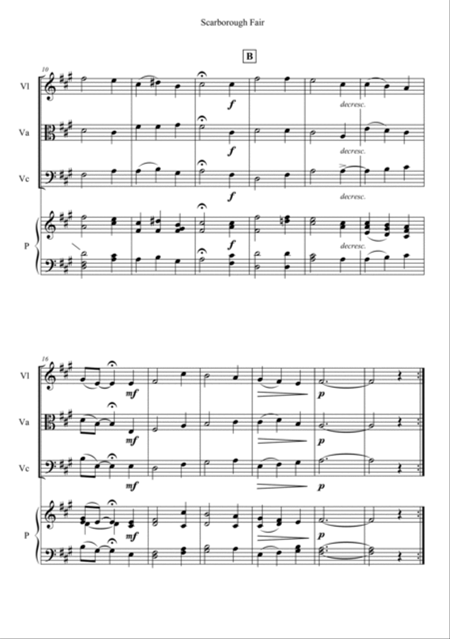 Scarborough Fair Piano Quartet scores gallery preview page 2