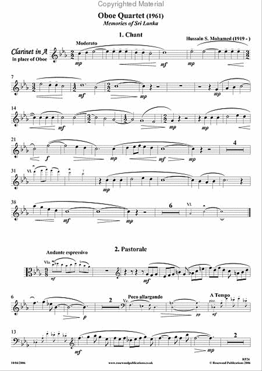 Quartet (1961) Clarinet scores gallery preview page 4