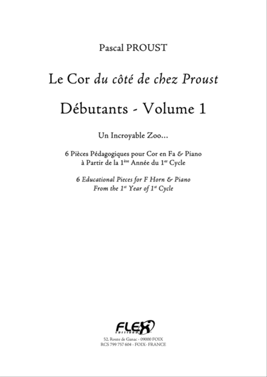 The F Horn du cote de chez Proust - Beginners - Volume 1 Piano Accompaniment scores gallery preview page 1