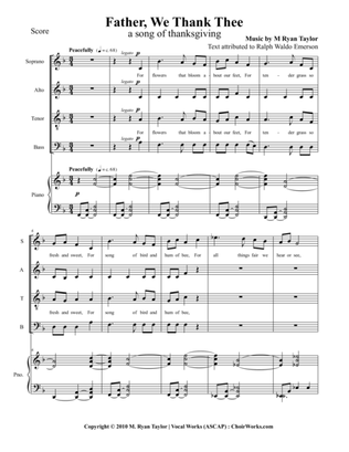 Father, We Thank Thee : SATB and Piano