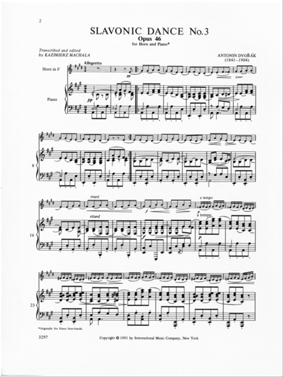 Slavonic Dance No. 3, Opus 46 Horn scores gallery preview page 2