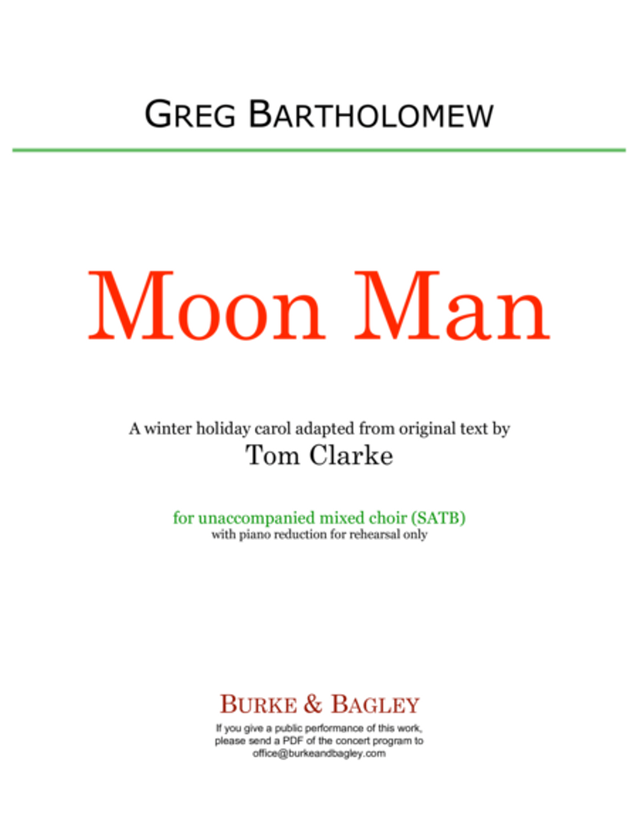 Moon Man (SATB) 4-Part scores gallery preview page 1