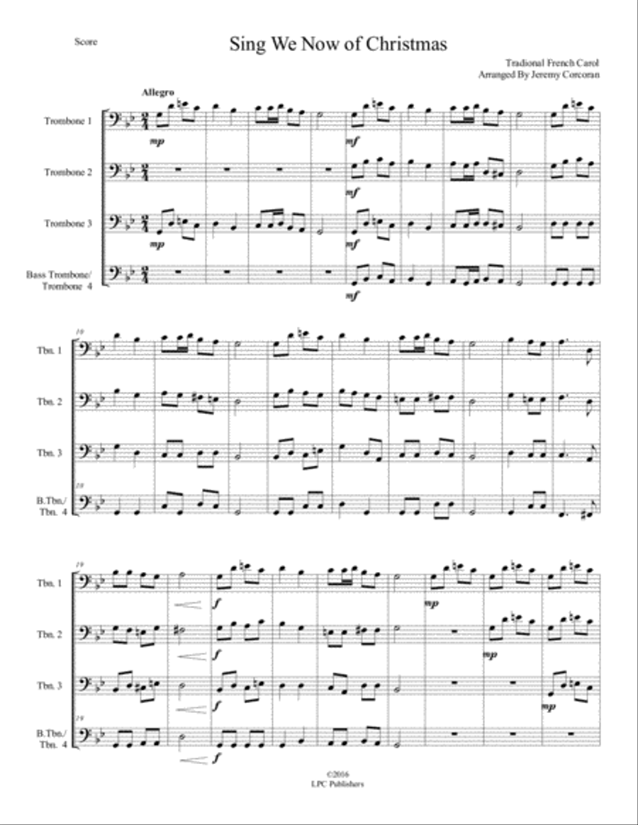 Sing We Now of Christmas for Trombone Quartet Sing We Now of Christmas for Trombone Quartet Trombone Quartet scores gallery preview page 2