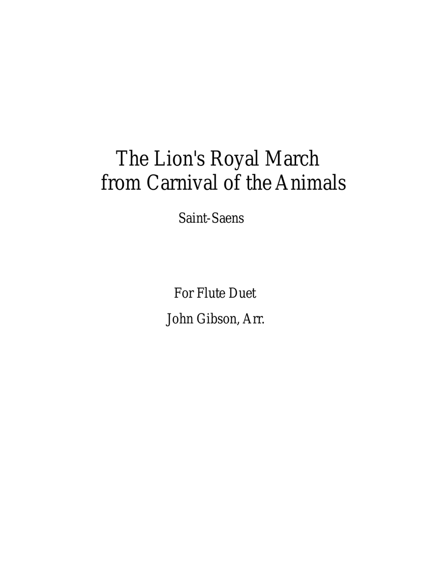 The Lion's Royal March from Carnival of the Animals by Saint-Saens for flute duet Flute Duet scores gallery preview page 1
