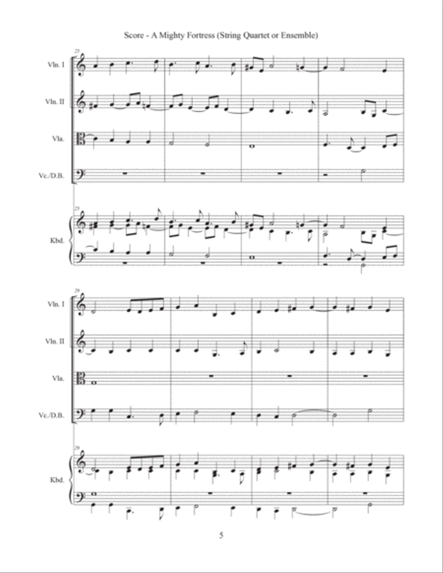 A Mighty Fortress (String Quartet or String Ensemble) String Quartet scores gallery preview page 5