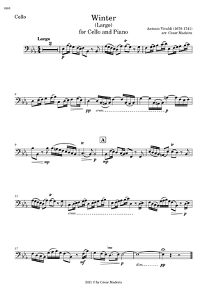 Winter by Vivaldi - Cello and Piano - II. Largo (Individual Parts)