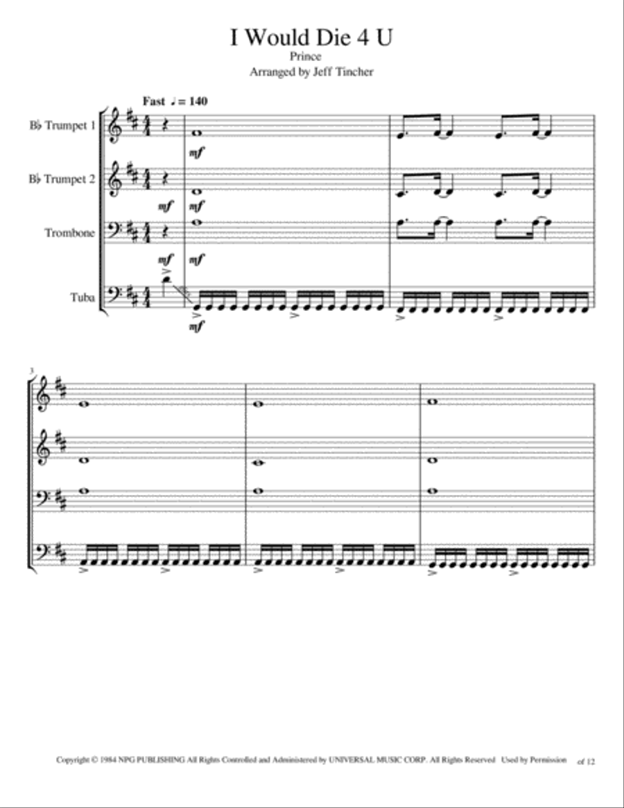 I Would Die 4 U Brass Ensemble scores gallery preview page 2