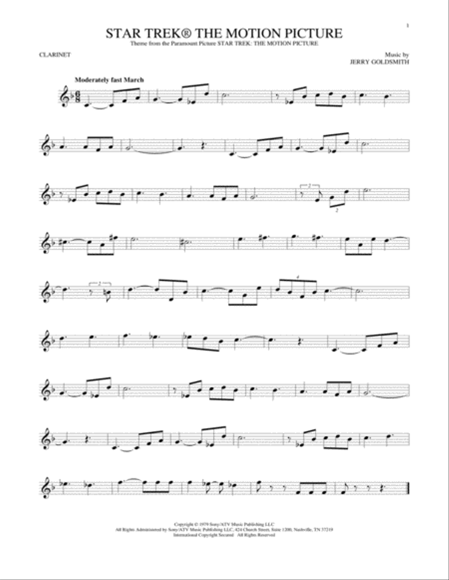 Star Trek The Motion Picture Clarinet Solo scores gallery preview page 1