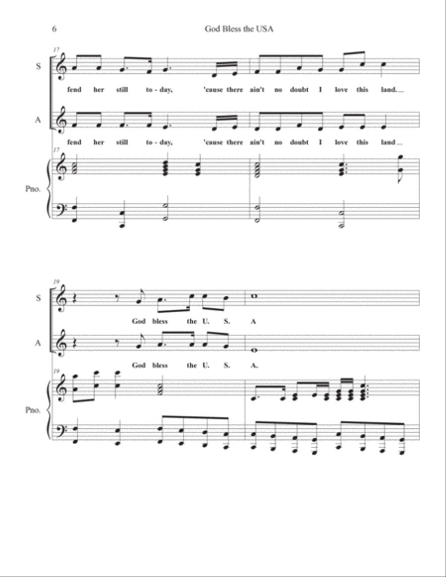 God Bless The U.s.a. SA scores gallery preview page 6