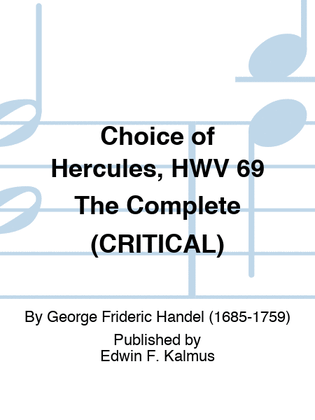Book cover for Choice of Hercules, HWV 69 The Complete (CRITICAL)