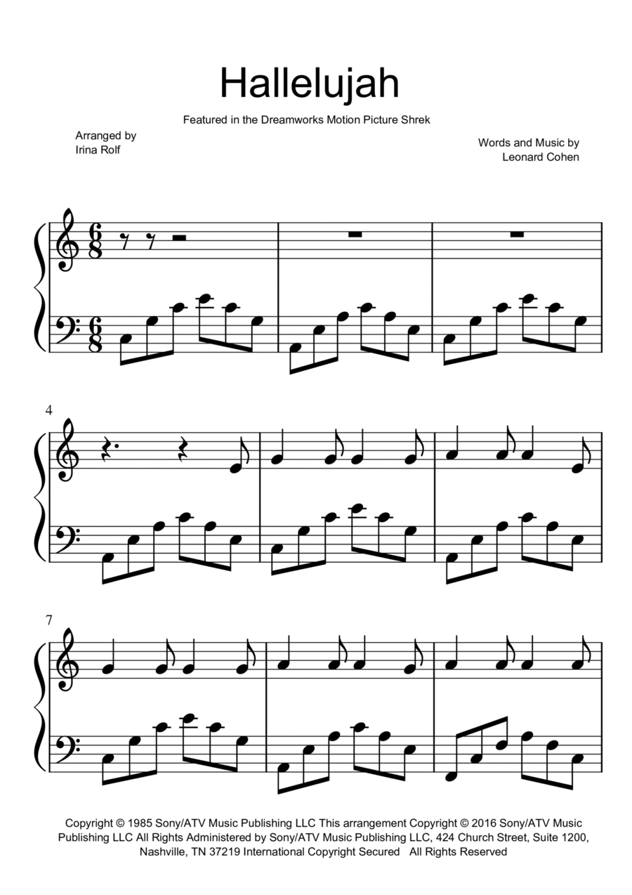 Hallelujah Piano Solo scores gallery preview page 1