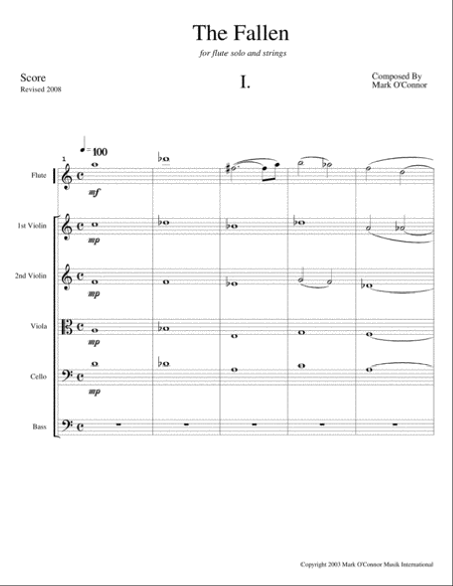 The Fallen – Flute Concerto (score – flute and string orchestra) Chamber Orchestra scores gallery preview page 4