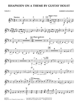 Rhapsody On A Theme by Gustav Holst - Violin 2