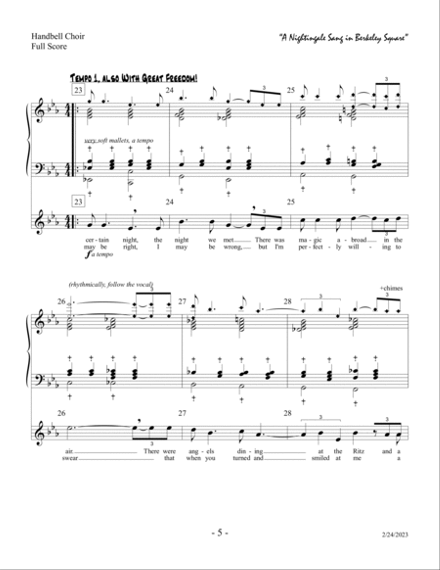A Nightingale Sang in Berkeley Square (Voice) Handbell Choir scores gallery preview page 5