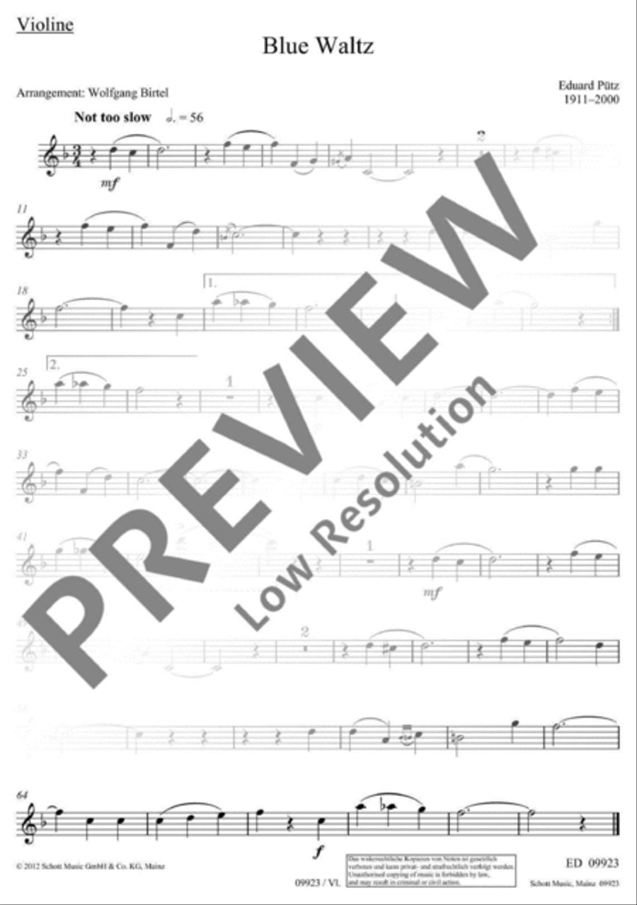 Blue Waltz Violin Solo scores gallery preview page 8