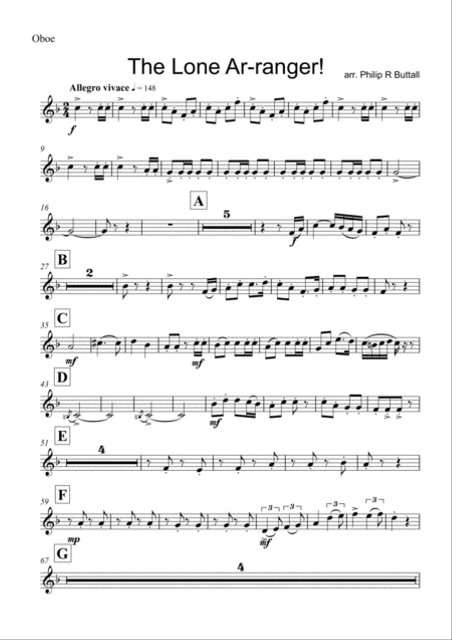 The Lone Ar-ranger (Wind Quintet) - Set of Parts [x5] Woodwind Quintet scores gallery preview page 4